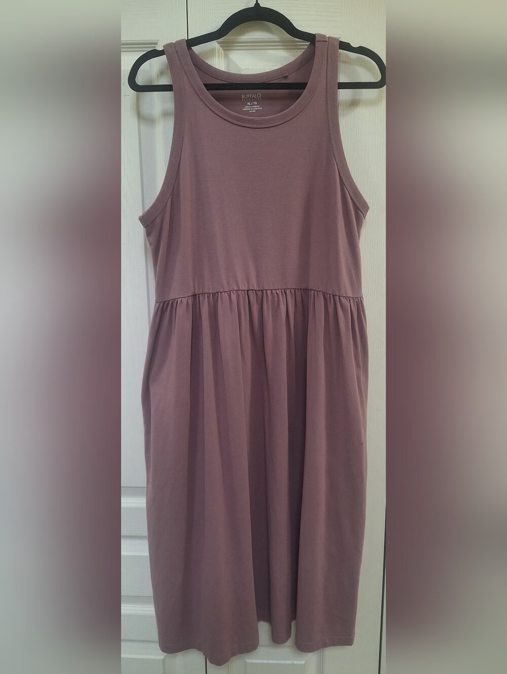 XL Buffalo David Bitton Dusty Mauve Sleeveless Gathered Waist Dress